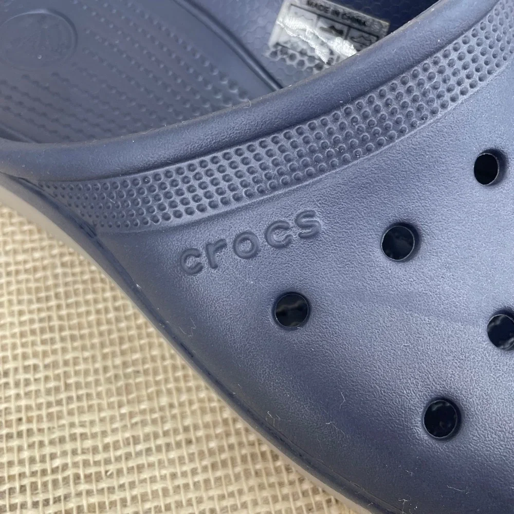 Crocs Classic Slide Navy Blue Grey Mens 9 Womens 11 Sandals 12030‎